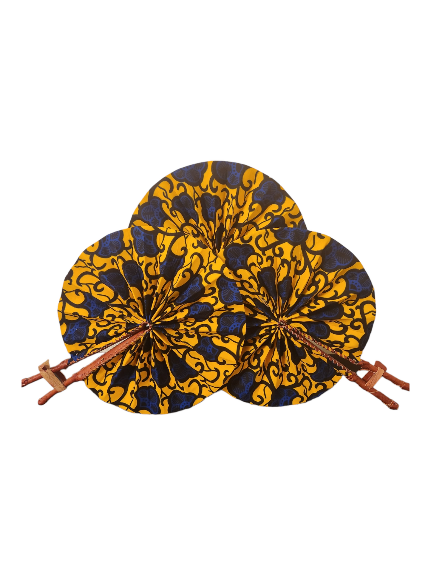 Yellow with Blue Flowers - Fan