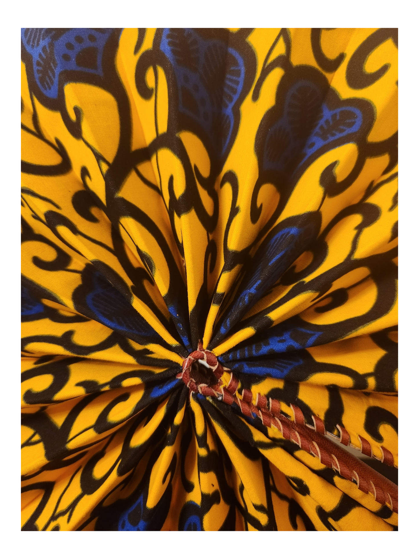 Yellow with Blue Flowers - Fan