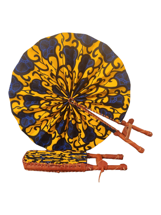 Yellow with Blue Flowers - Fan