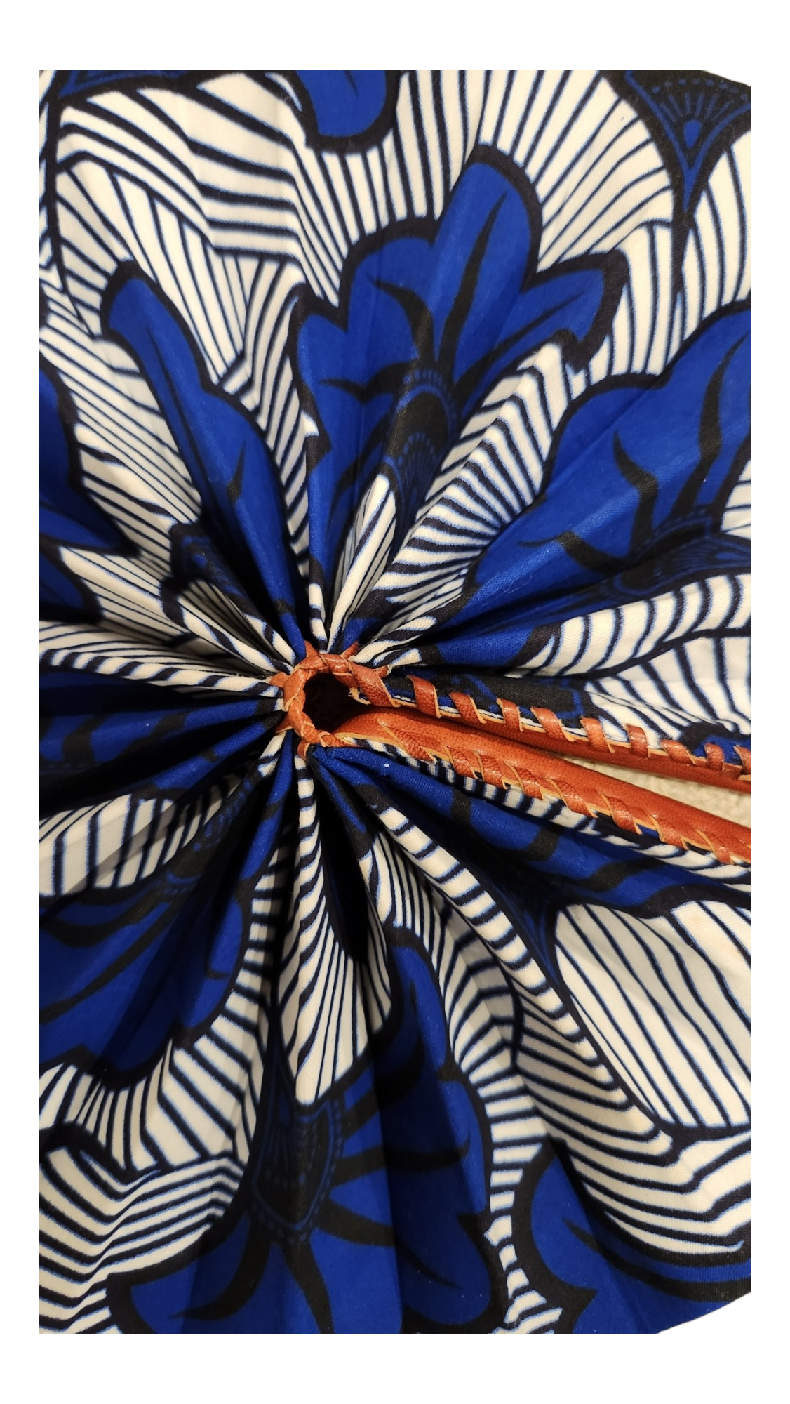 White Stripes with Blue Flowers - Fan