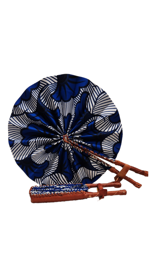 White Stripes with Blue Flowers - Fan